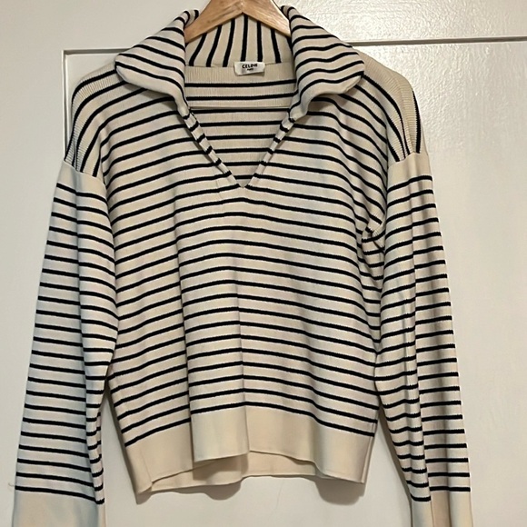 CELINE Paris 'MARIN' OPEN-COLLAR SWEATER IN COTTON - Picture 1 of 17